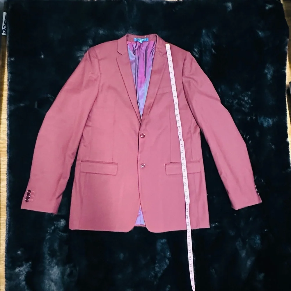 Perry Ellis Boys Burgundy 3-Piece Suit Size 20 Blazer Vest Pants Formal Wedding